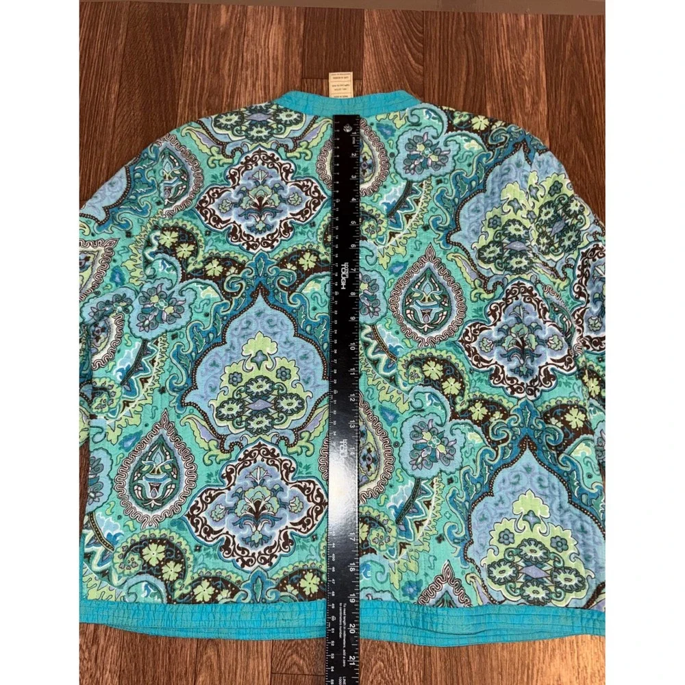 Laurence & Co Quilted Paisley Print‎ Button Front Jacket Women's M